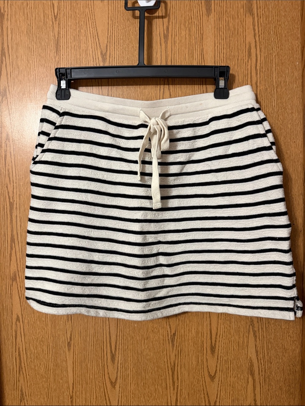 Thread and supply Striped Drawstring Knit Skirt - Cream and Black